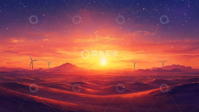 高清大图下载【趣麦麦图】沙漠日落