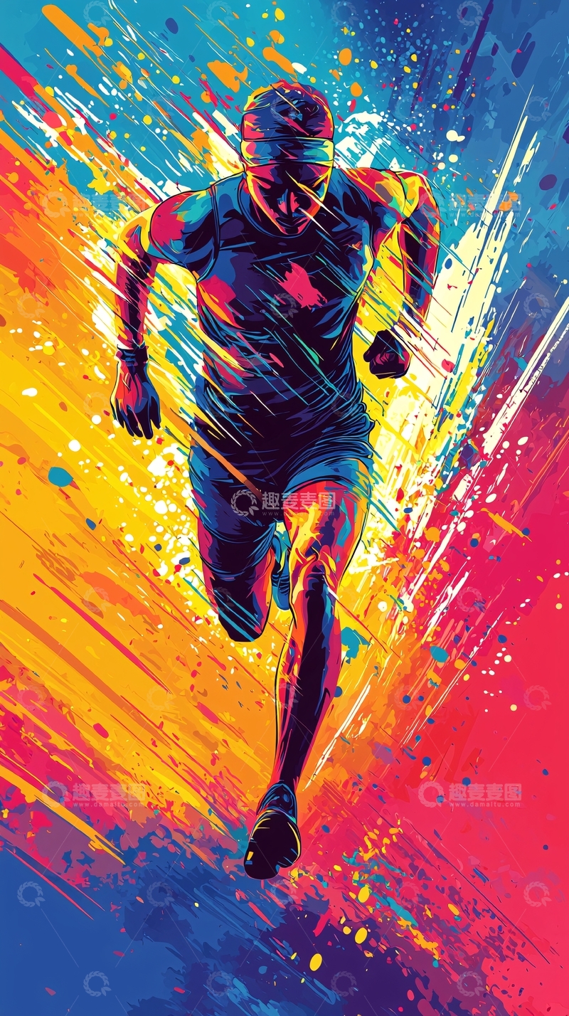 高清大图下载【趣麦麦图】奔跑的运动员