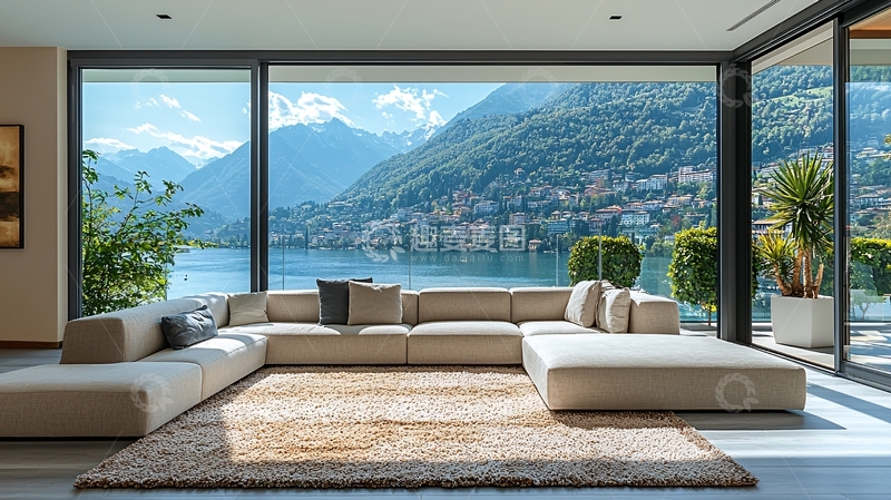 高清大图下载【趣麦麦图】现代简约客厅落地窗景观