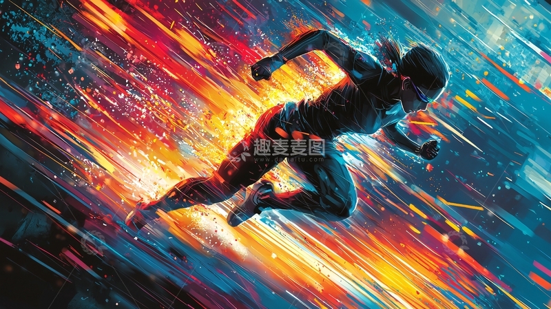 高清大图下载【趣麦麦图】速度感十足的女性跑步