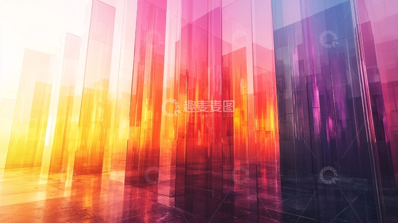 高清大图下载【趣麦麦图】彩色光柱城市