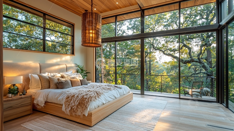 高清大图下载【趣麦麦图】森林景观卧室