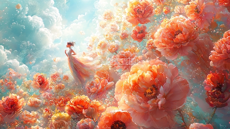 高清大图下载【趣麦麦图】梦幻女孩花海