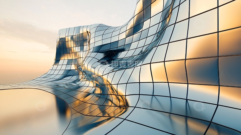 高清大图下载【趣麦麦图】流动的金属玻璃建筑