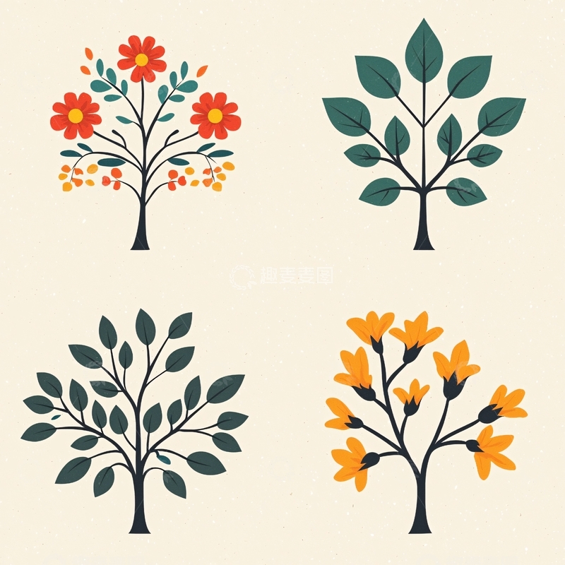高清大图下载【趣麦麦图】简约风格树木图案