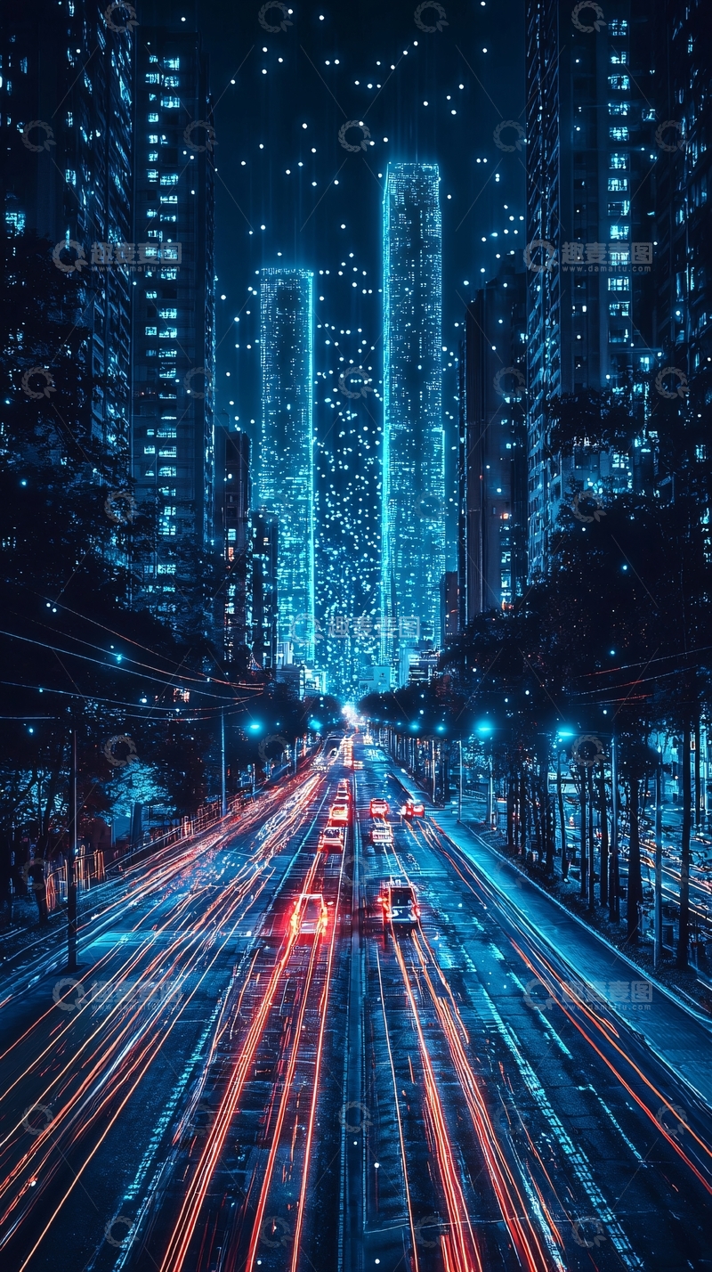 高清大图下载【趣麦麦图】夜景都市街道