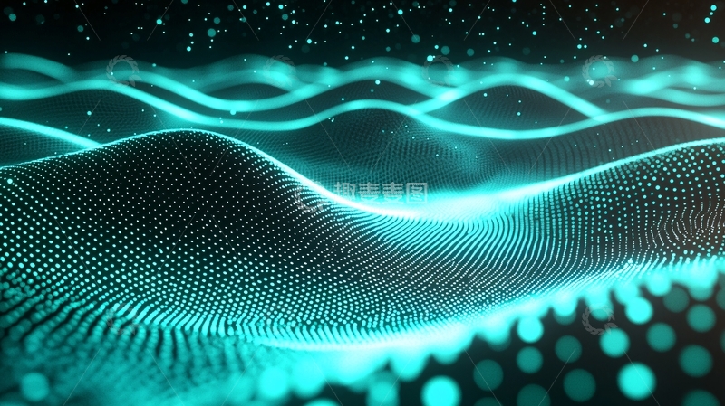 高清大图下载【趣麦麦图】深蓝粒子波浪背景图