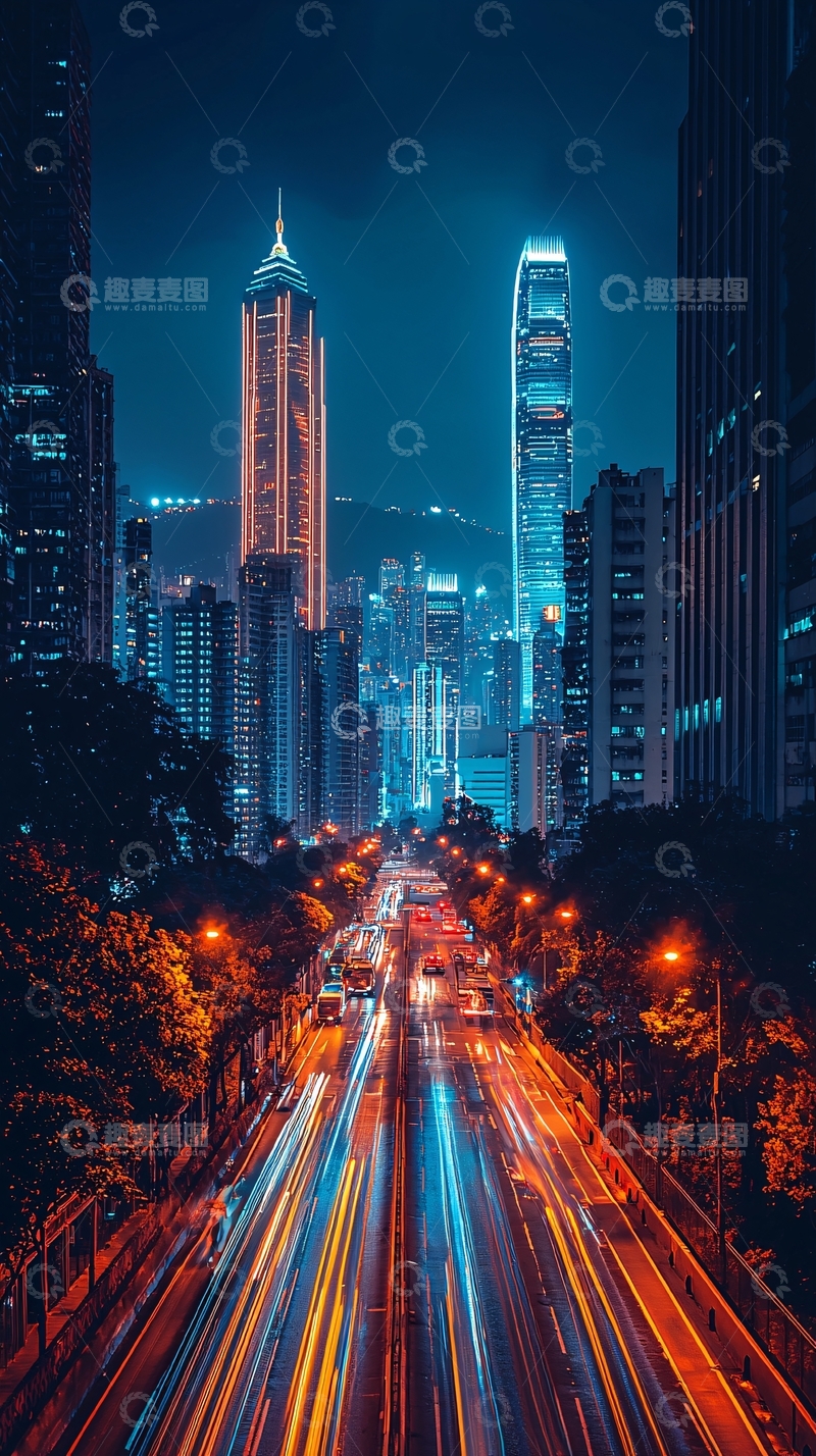 高清大图下载【趣麦麦图】夜景城市街道