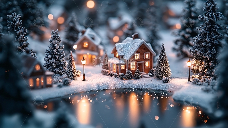 高清大图下载【趣麦麦图】雪景小镇