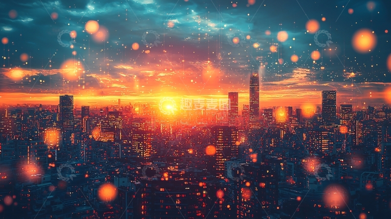 高清大图下载【趣麦麦图】梦幻城市日落