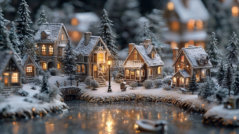 高清大图下载【趣麦麦图】雪景小镇