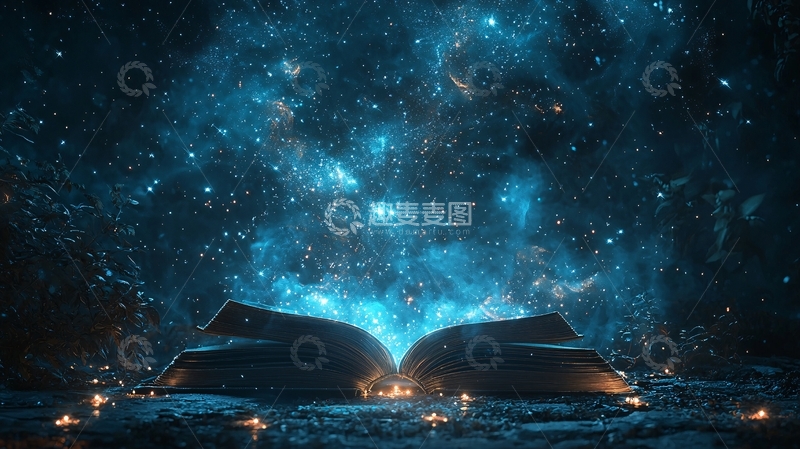 高清大图下载【趣麦麦图】蓝色宇宙星河古书