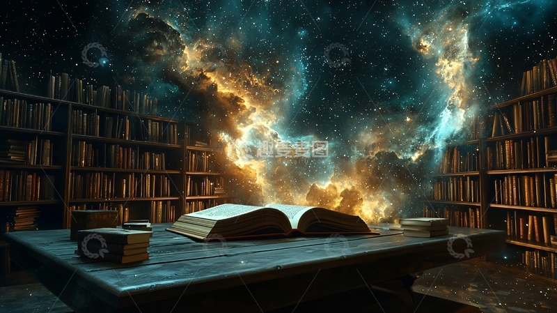 高清大图下载【趣麦麦图】宇宙星空图书馆