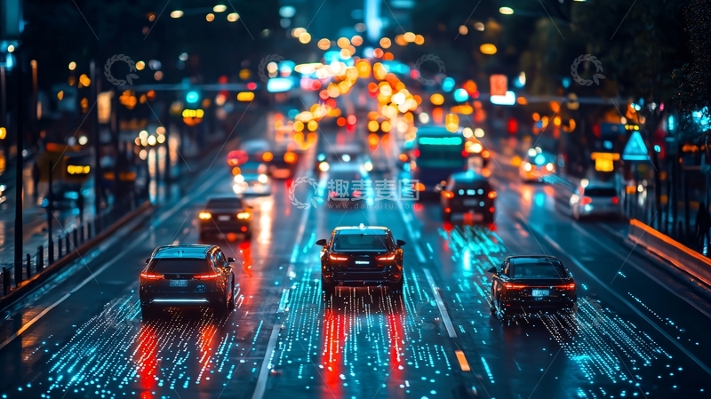 高清大图下载【趣麦麦图】夜景高速公路车辆