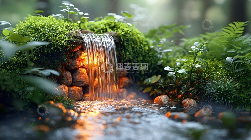 高清大图下载【趣麦麦图】森林瀑布