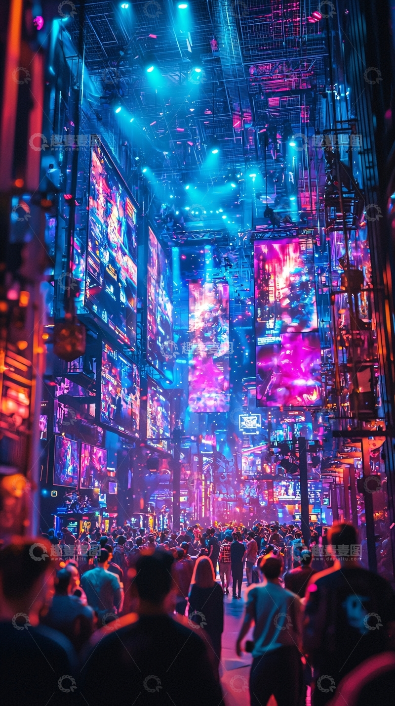 高清大图下载【趣麦麦图】炫彩霓虹灯下的未来都市