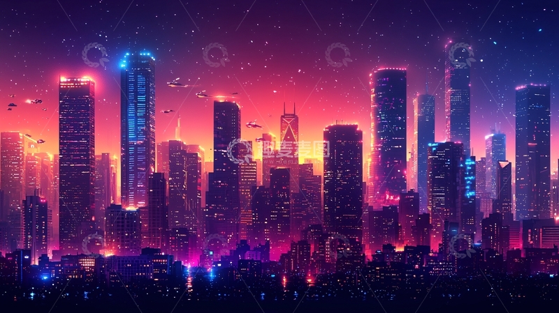 高清大图下载【趣麦麦图】未来都市夜景322