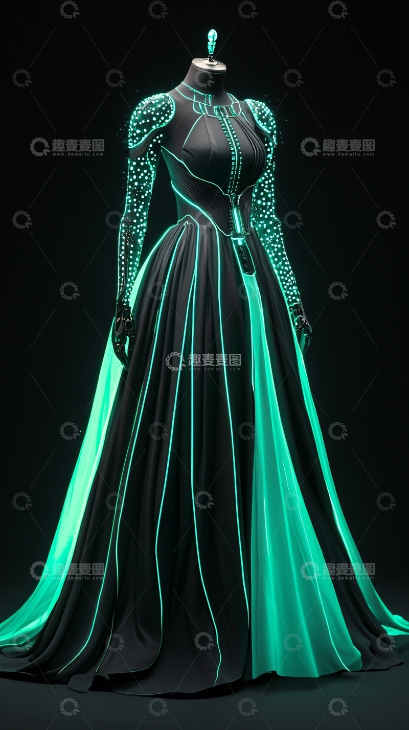 高清大图下载【趣麦麦图】未来感霓虹长裙