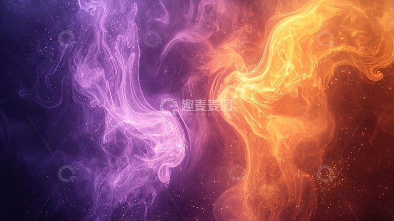 高清大图下载【趣麦麦图】紫色橙色烟雾交融