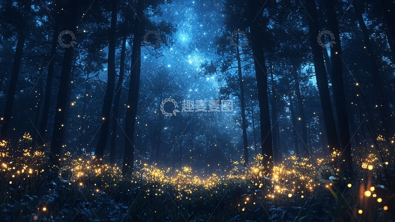高清大图下载【趣麦麦图】梦幻萤火森林