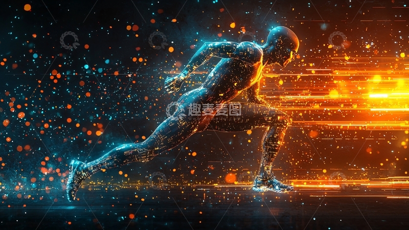 高清大图下载【趣麦麦图】光影粒子赛跑运动员
