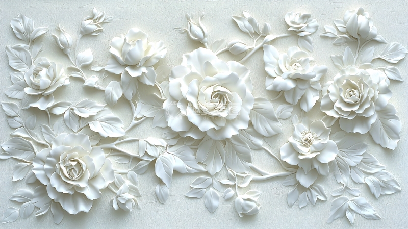 高清大图下载【趣麦麦图】白色立体玫瑰花纹
