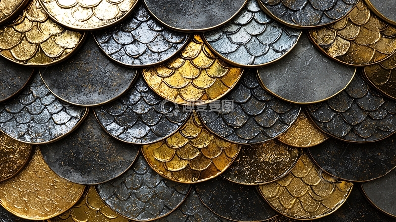 高清大图下载【趣麦麦图】金属鱼鳞纹理