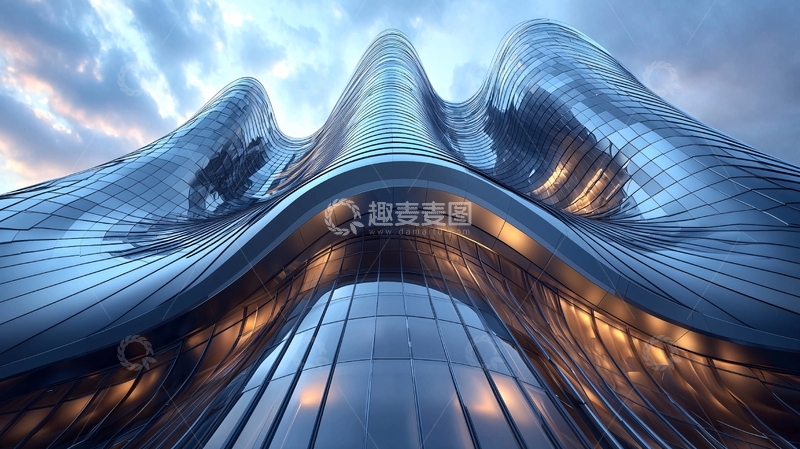 高清大图下载【趣麦麦图】流线型金属建筑外观
