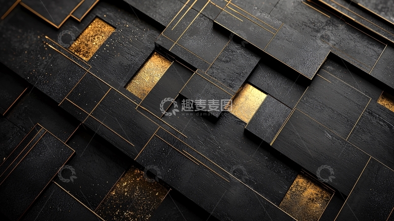 高清大图下载【趣麦麦图】黑色金色几何背景