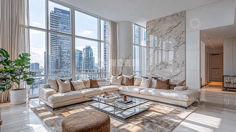 高清大图下载【趣麦麦图】城市景观落地窗客厅