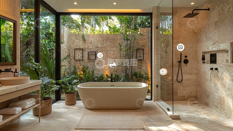 高清大图下载【趣麦麦图】现代化花园浴室