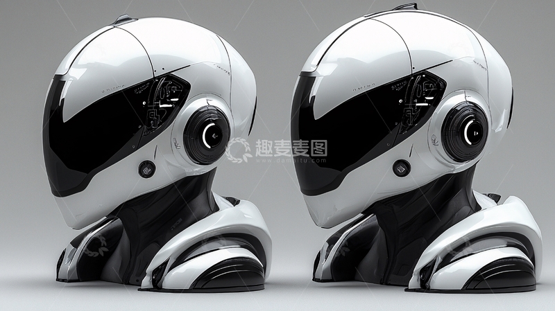 高清大图下载【趣麦麦图】未来科技感机器人头盔