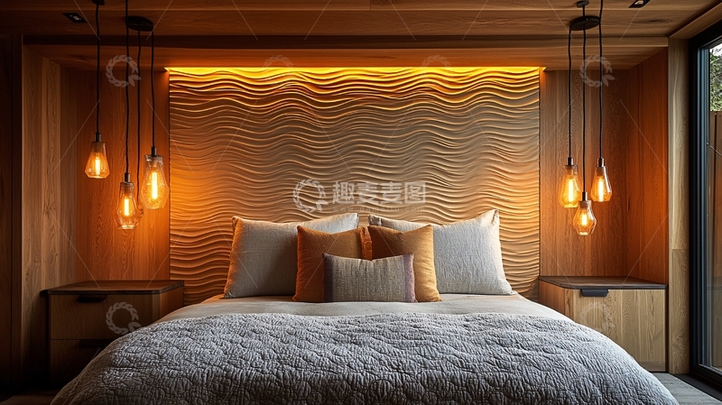 高清大图下载【趣麦麦图】温暖舒适的木质卧室