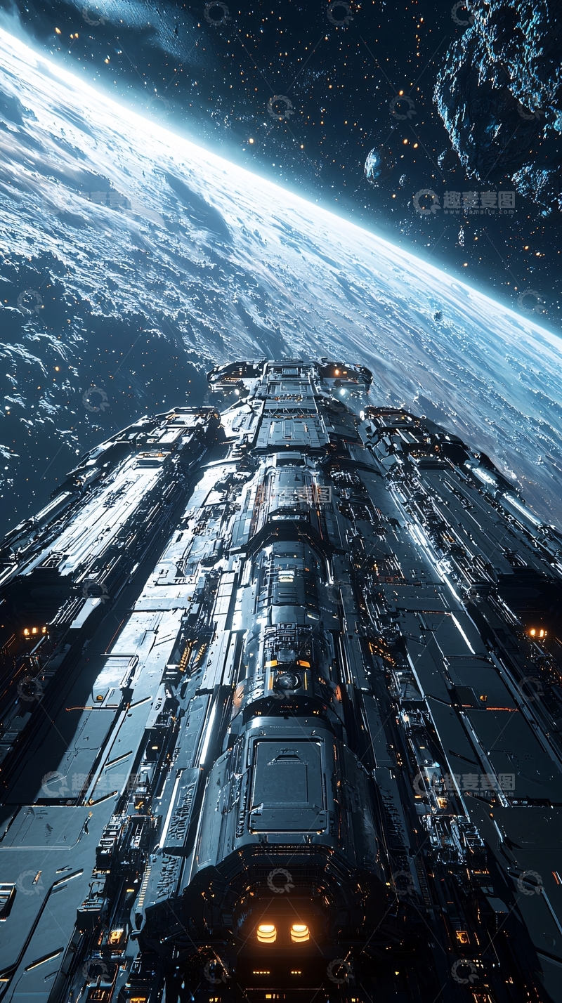 高清大图下载【趣麦麦图】宇宙飞船俯瞰地球