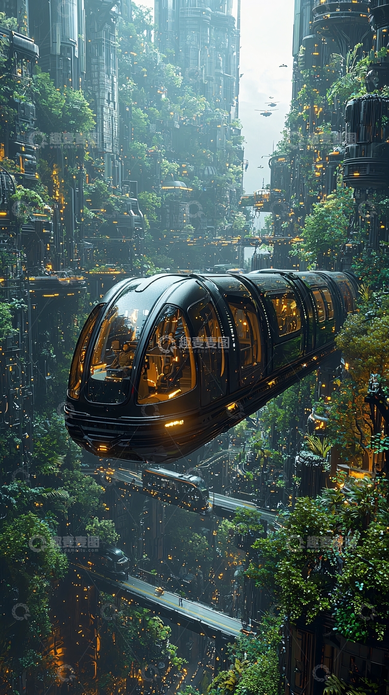 高清大图下载【趣麦麦图】未来都市列车