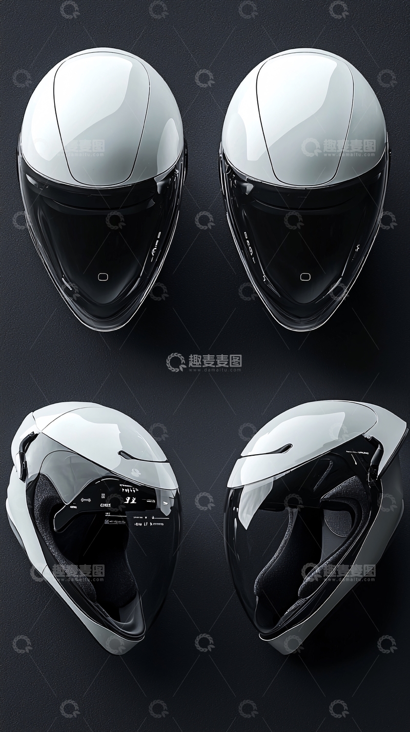 高清大图下载【趣麦麦图】未来感白色头盔