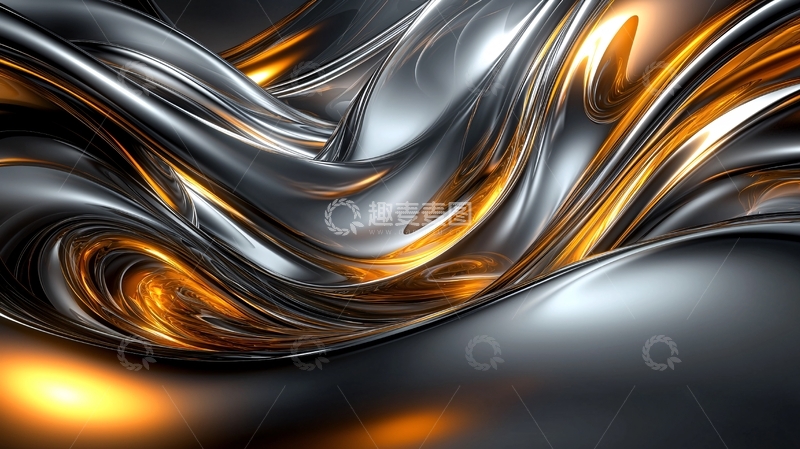 高清大图下载【趣麦麦图】金属质感流体