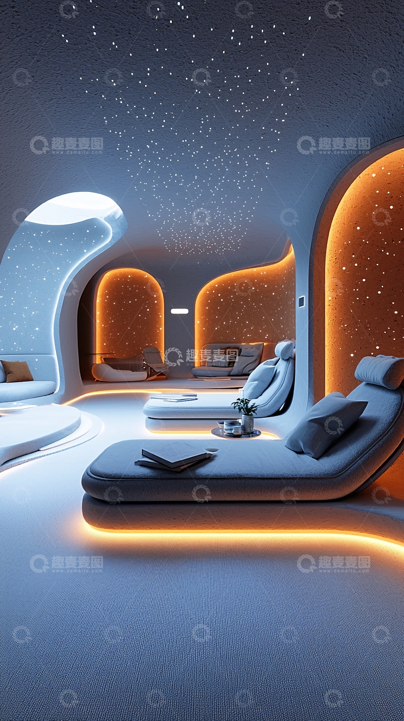 高清大图下载【趣麦麦图】未来感太空舱休息室