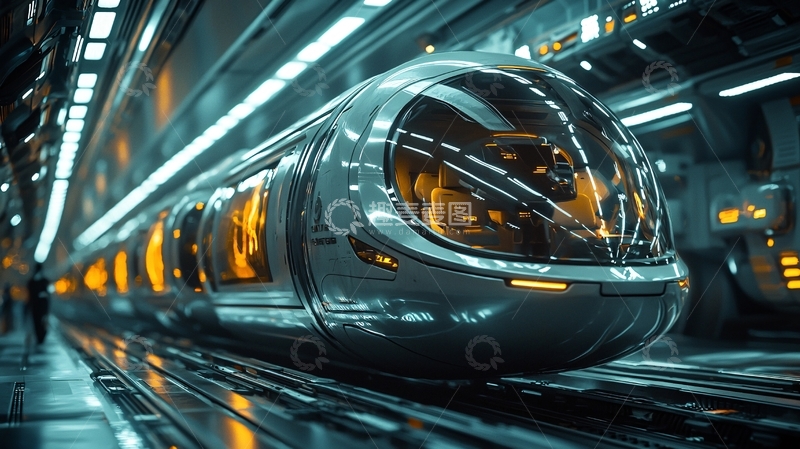 高清大图下载【趣麦麦图】未来科技感磁悬浮列车