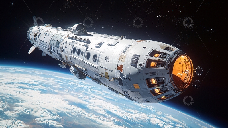 高清大图下载【趣麦麦图】宇宙飞船地球轨道