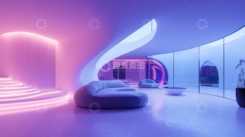 高清大图下载【趣麦麦图】梦幻霓虹灯未来感室内设计