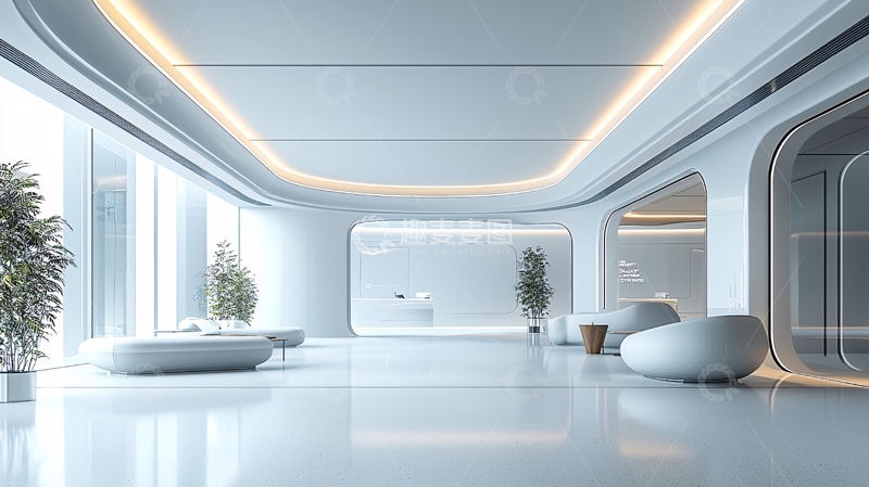 高清大图下载【趣麦麦图】现代简约风格科技感大堂