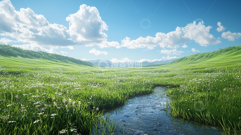 高清大图下载【趣麦麦图】阳光明媚的绿色草原