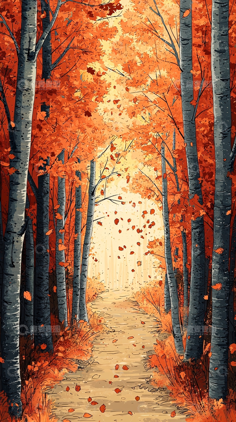 高清大图下载【趣麦麦图】秋叶小路