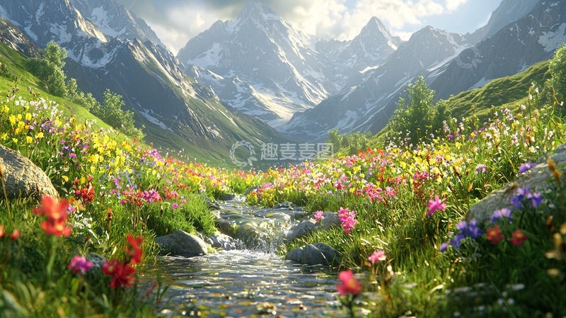 高清大图下载【趣麦麦图】鲜花盛开的山谷
