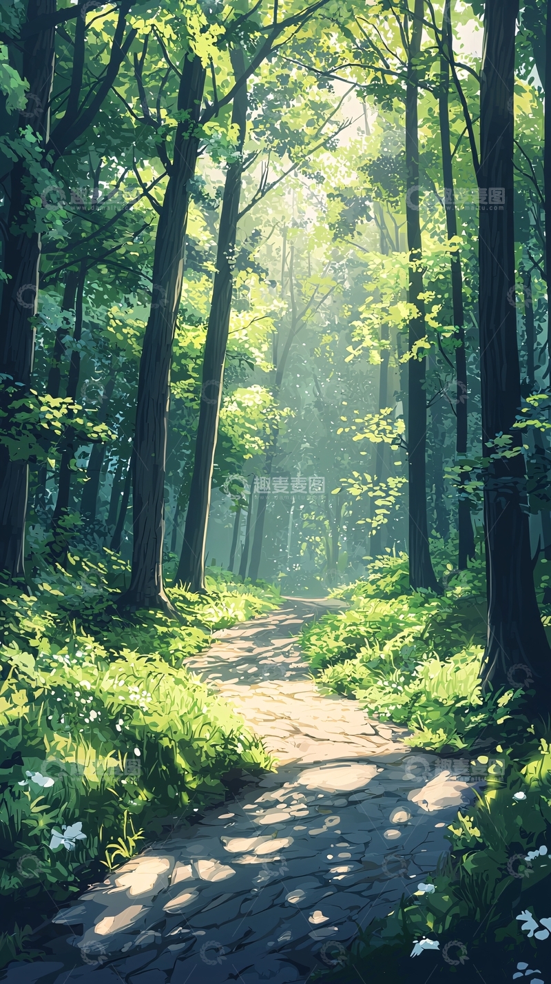 高清大图下载【趣麦麦图】阳光森林小路
