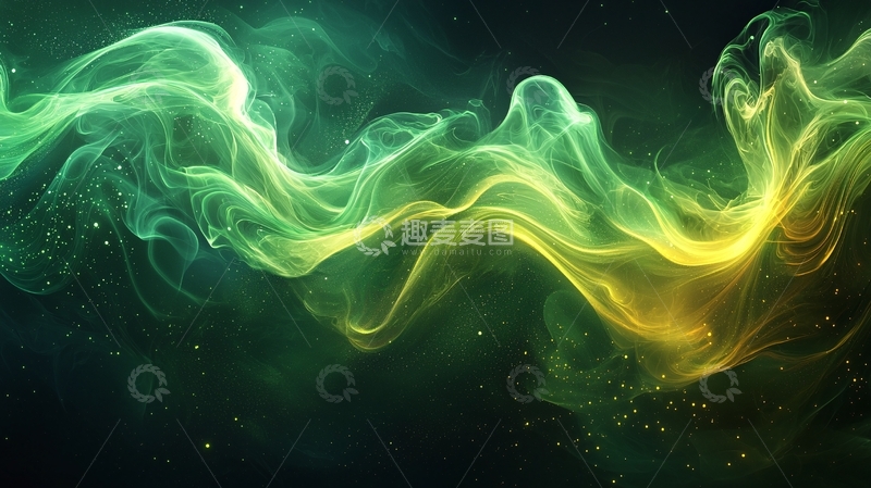高清大图下载【趣麦麦图】绿黄烟雾飘渺