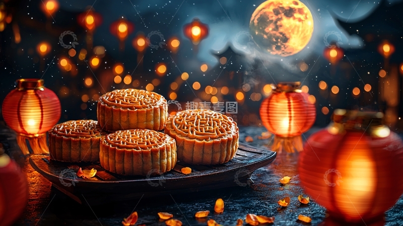 高清大图下载【趣麦麦图】中秋节月饼