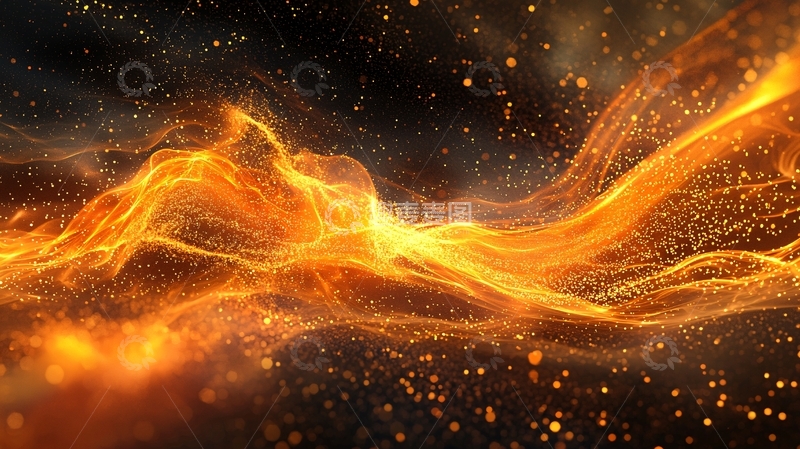 高清大图下载【趣麦麦图】流动的金色火焰粒子