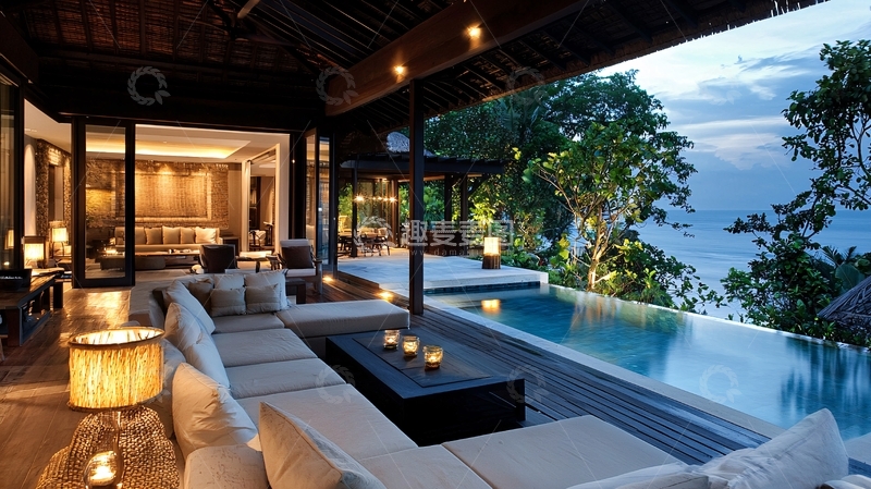 高清大图下载【趣麦麦图】海景别墅夜景